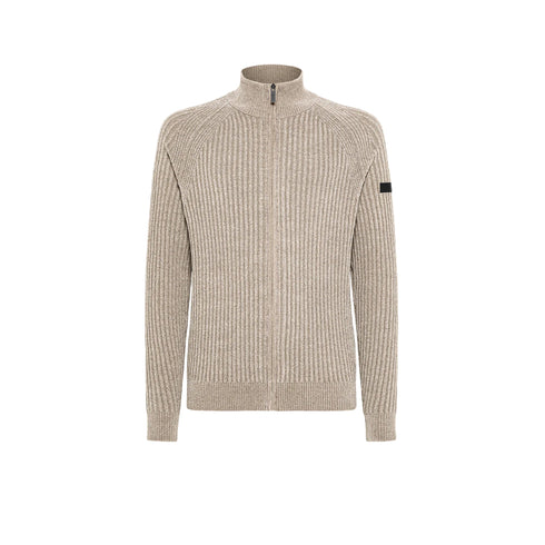 Cardigan Uomo full zip, in ciniglia, lavorato a coste